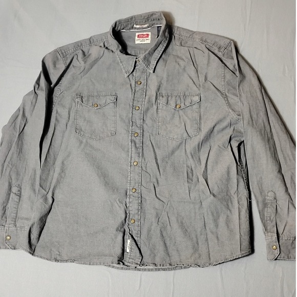 Wrangler Other - Wrangler Mens Long Sleeve Button Down Shirt Gray Chambray Work Casual 3XL